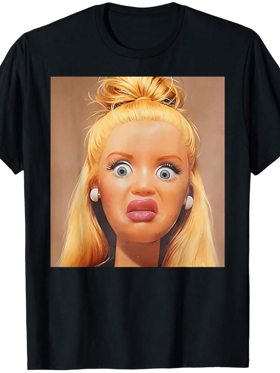 T-Shirt Dislike Doll Baby X - Funny Viral Graphic T-Shirt, Casual Crew Neck, Suitable For Everyday Wear And Parties - Black - View 1