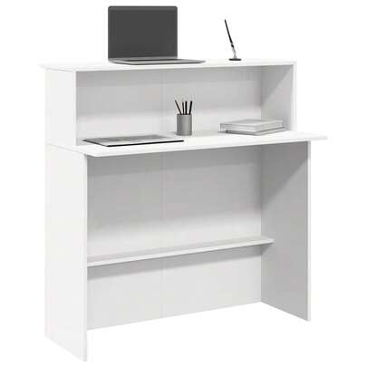 Balcão de recepção vidaXL branco, 100 x 50 x 103,5 cm, madeira maciça.