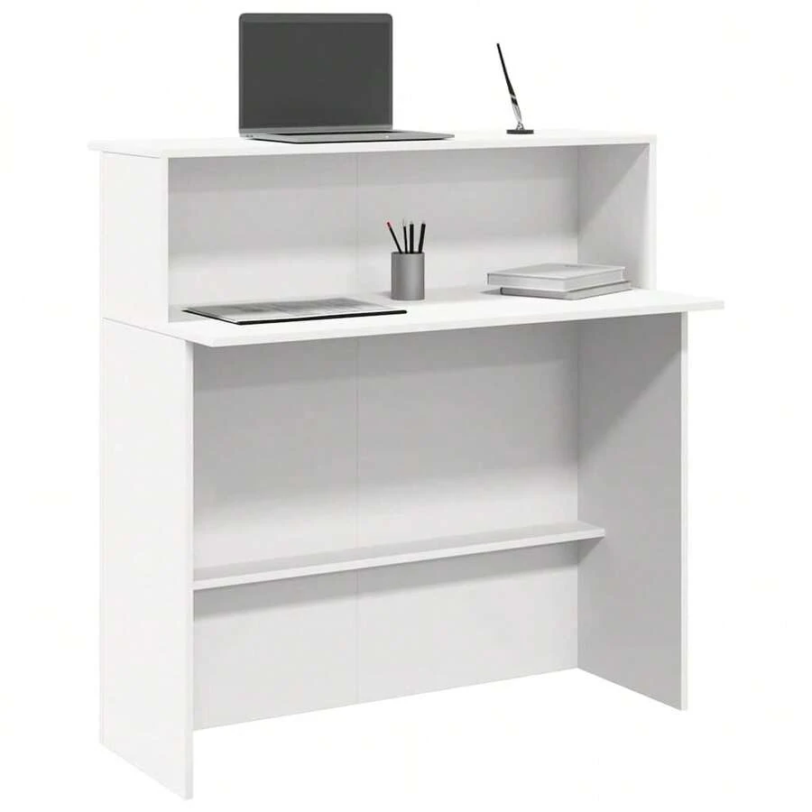 Balcão de recepção vidaXL branco, 100 x 50 x 103,5 cm, madeira maciça. - Preto - Ver 1