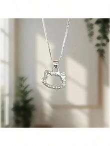 SANRIO Dây chuyền Hello Kitty quà sinh nhật, mặt dây chuyền hình mèo dễ thương, dây đeo cổ, món quà ý nghĩa dành cho bạn thân, nơ bướm, không hộp, 1 chiếc. - A - Xem 3