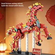Azure Dragon Building Blocks Handmade DIY Collectible Decor, Holiday Gift Dragon Blocks, Immersive Stress Relief Assembly For Adults, Traditional Myth Chinese Dragon Building Blocks, 3D Interlocking Blocks Adult Stress Relief Toy - Multicolor - View 9