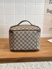 Tas Tangan Wanita Motif Huruf, Kapasitas Besar, Tas Penyimpanan & Perlengkapan Mandi untuk Perjalanan, Bergaya & Serbaguna, Penting untuk di Rumah & Saat Bepergian. - Grey - View 6