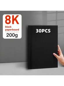 20/40张 8K黑色卡纸，200克厚实心黑色卡纸，适用于马克笔、彩色铅笔、绘画、剪贴簿、手工DIY工艺品 - 8K黑色卡紙 - 查看 8