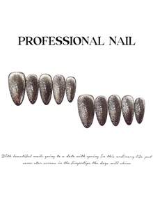 10pcs Purple Base Gold Cat Eye Design Handmade False Nails, Suitable For Women - Purple - View 4