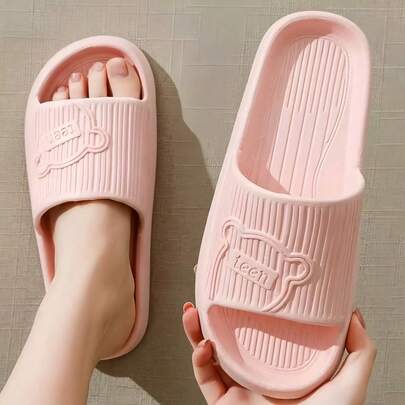Cute Cartoon Bear Women's House Slippers, Suitable For Indoor, Bathroom, Shower, Bedroom, Vacation, Beach, Outdoor Wear. Soft, Durable, Comfortable Slippers. Lightweight EVA Foam Material, Casual Beach Shoes, Couples Slippers, Women's Sandals, Women's Slippers, Men's House Slippers, Men's Slippers, Pink Slippers