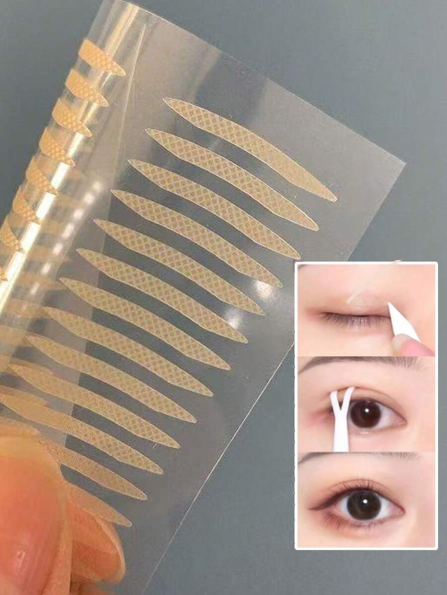 10片装隐形双眼皮贴，蕾丝网状纹理，自然妆效，矫正眼睑肿胀，男女通用