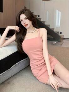 Women Midi Dresses - Pink - View 4