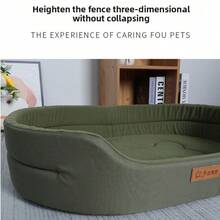 1pc Pet Bed, Removable & Washable, Suitable For All Seasons, Half-Enclosed Design, For Small/Large Dogs & Cats - Dark Grey - View 6