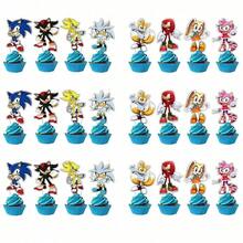 25pcs Hedgehog Cartoon Cake Decorations, Cartoon Cupcake Toppers, Anime Accessories Birthday Party Decor - Multicolor - View 4