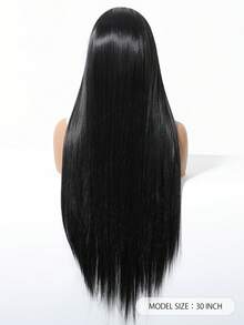 30 Inch 13x4 Lace Black Front Wig For Women Long Straight Synthetic Hair Wig Pre Plucked Natural Hairline Heat Resistant Glueless Hair Wig For Daily Party Cosplay Natural Looking Lightweight Breathable Soft Smooth Hair Easy Wear Daily Use Versatile - 黑色 - 查看 7