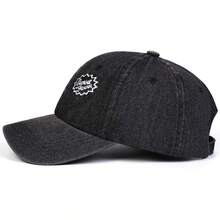 1 pieza Gorra de béisbol de mezclilla lavada con bordado de FLOR DEL ATARDECER para mujer, sombrero casual de uso urbano para primavera/otoño, exterior, viajes, playa, vacaciones, festivales - multicolor - Ver 6