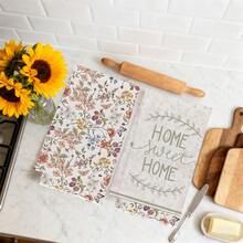 MEMNUN 2入組復古花卉蝴蝶Home Sweet Home文字圖案廚房毛巾 40*60cm/45*70cm 柔軟超細纖維材質 洗碗布 刷鍋布 手巾 廚房浴室日常家居裝飾 適合廚房與餐廳裝飾 全季節適用 - 彩色 - 查看 7
