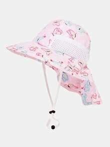 1pc Kids' Solid Color Mesh Shawl Bucket Hat, Suitable For Beach Vacation Sun Protection, Fits Ages 8-16 - Multicolor - View 18