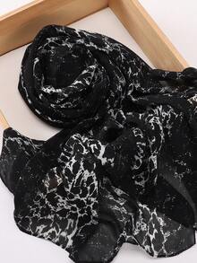 New Spring/Summer Leopard Print Patchwork Modest Chiffon Scarf Hijab Shawls,Accessories,Holiday - Black and White - View 3