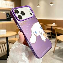 Ốp lưng điện thoại hình chú chó tai to ôm gấu nhỏ dễ thương của Sanrio dành cho iPhone 17, 17 Pro Max, 17 Air, 15, 16 Plus, 15 Pro, 16 Pro Max, 14 Plus, 14 Pro, 13 Pro Max, 12 PM, 11 Pro, chống sốc và bảo vệ. - Màu tím - Xem 3