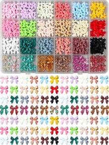1 Box Multicolor Ribbon Decorations, Suitable For Spring And Summer, Small Bow Design, Can Be Used For Nail Art Decoration, Japanese DIY Small Bow Nail Art Decoration, Randomly Mixed Multicolor Nail Art Decoration - Multicolor - View 3