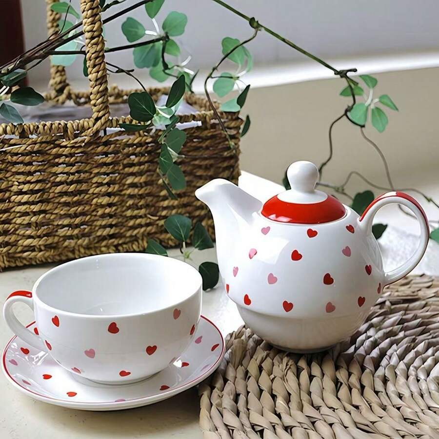 一套茶壶和茶杯,生日、婚礼、乔迁、下午茶、学生宿舍的理想礼物,小巧便捷。 - 水壺+碟子+杯子 - 查看 1
