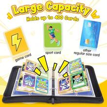 Trading Card Binder 4 Pocket, Card Book With 50 Removable Sleeves Fits 400 Cards, 3-Ring Zipper Design MTG/TCG/Sport Collection Album Gifts For Boys And Girls - Multicolor - View 9