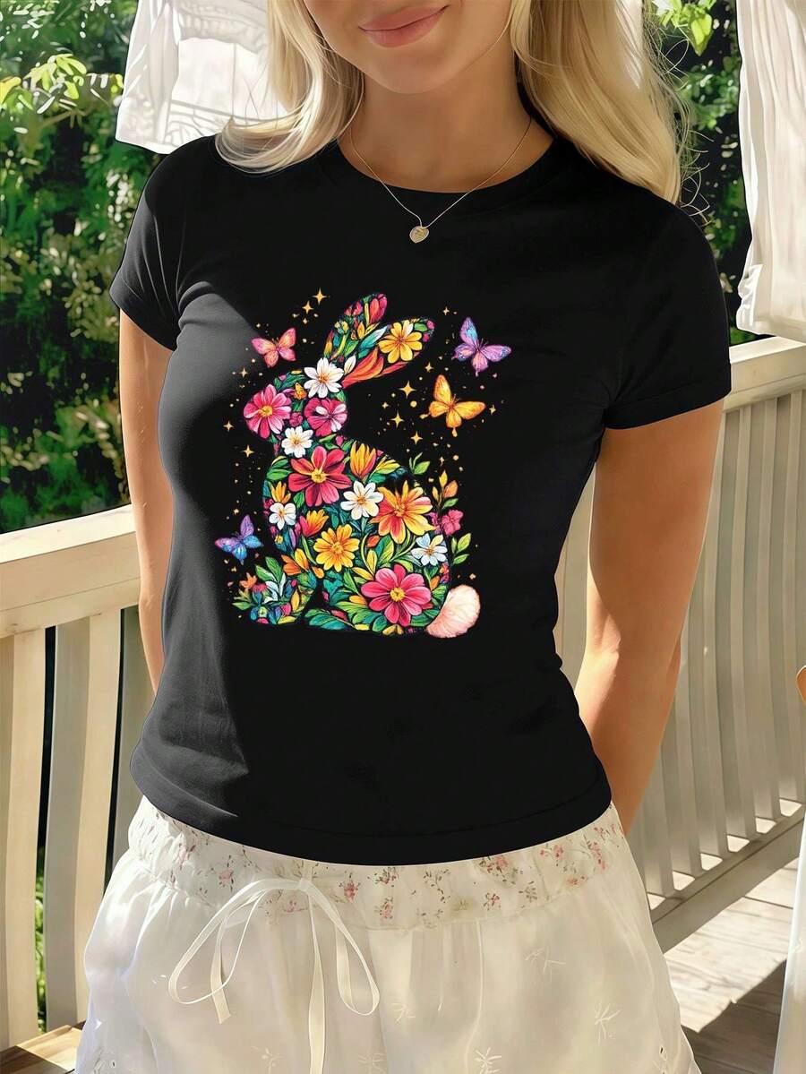 Dam-T-shirts - Svart - Visa 1