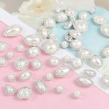 50pcs Bright Acrylic Faux Pearl & Rhinestone Mixed Shapes, Suitable For DIY Jewelry, Wedding Decor, Home Decoration, Party Accessories, Versatile Decorative Beads - Multicolor - View 5