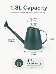 2件/組現代式澆水壺附可拆卸噴嘴 - 耐用防碎塑料，適用於室內外植物，長噴嘴可精準澆水 - 澆水壺 - 查看 3