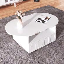 Coffee Table, Cloud-Shaped Coffee Table With Drawers And Storage Compartments. - White - View 3