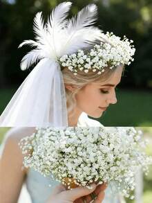 12/6 cành hoa baby's breath trắng nhân tạo, trang trí đám cưới, bó hoa số lượng lớn, kết cấu chân thực, trang trí nhà/văn phòng, cắm hoa, bình hoa trang trí bàn, trang trí sân vườn ngoài trời, trang trí tiệc cưới, sinh nhật, cô dâu. - trắng - Xem 5