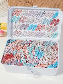 20pcs Colorful Dopamine Drip Oil Glossy Water Drop Rabbit Print Hair Clips, Minimalist Cute Princess Style Hair Accessories, Suitable For Daily Use - Multicolor - View 1