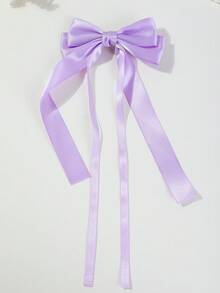4pcs/Set Girls Solid Color Pink & White Satin Ribbon Bow Hair Clips, Double Layer Large Butterfly Hair Accessories, Daily Use - Multicolor - View 4