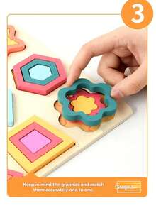 Montessori Early Education Cognitive Matching Wooden Geometric Shapes Puzzle, Intelligence Development Toy For Children Aged 3-6, Montessori Early Education Shape And Color Recognition - Multicolor - View 13