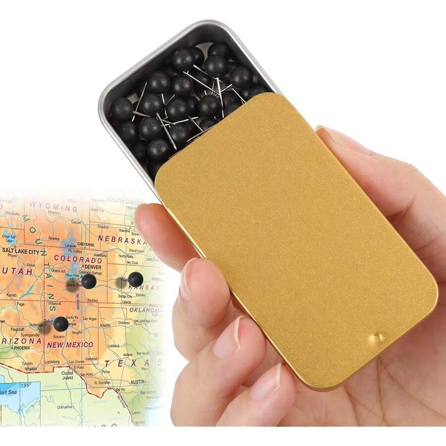 NEW- Black Push Pins For Home Office Bulletin Boards And Corkboards (Black) - Black - View 1