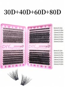 560片30D/40D/60D/80D仿貂毛假睫毛簇，高品质D型卷翘自然浓密单根假睫毛，适合DIY嫁接睫毛，可重复使用，轻盈易佩戴 - D - 查看 7
