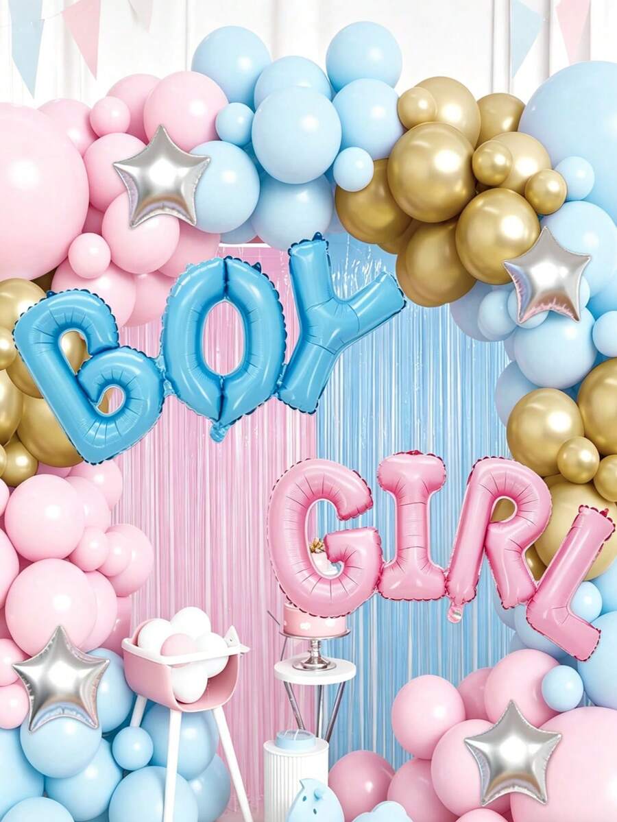 Gender Reveal Balloon Decorations - 82PCS Pink Blue Balloon Garland Kit, Backdrop For Baby Shower Party Decorations, Boy Or Girl Party Supplies Neutral Theme Complete Party Set Room Decor - 藍色和粉紅色 - 查看 1
