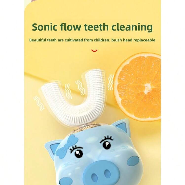 Children's U-Shaped Electric Baby Toothbrush Liquid Silicone Brush Head Infant Dental Cleaner - 粉心鼠[6-14歲]兒童版 - 查看 10