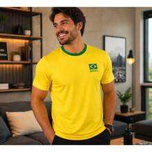 Brazil Unisex Fan T-Shirt, Dry Fit Fabric, 2026 World Cup, Green And Yellow, Men's And Women's - Màu vàng - Xem 4