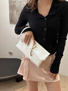 2026 時尚簡約休閒女款手拿包，新款純色復古信封包，錢包，手提包 - 白色 - 查看 5