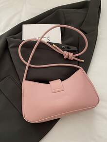 Nuevo bolso de hombro de lujo minimalista de unicolor de alta gama multifuncional para mujer - Rosa - Ver 11
