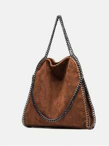 Diese stilvolle schwarze Damenhandtasche aus PU-Leder hat ein geräumiges Innenfach und wird mit einem Schultergurt aus Metallkette geliefert. Es ist eine Schultertasche im Y2K-Stil, die für Studentinnen, modische Mädchen und Berufstätige zum Pendeln, für tägliche Ausflüge, Einkaufen, Wochenendtrips und die Schule geeignet ist. - Verschiedenfarbig - Übersicht 4