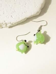 1pair Cute Glass Frog Pendant Earrings - 彩色 - 查看 3
