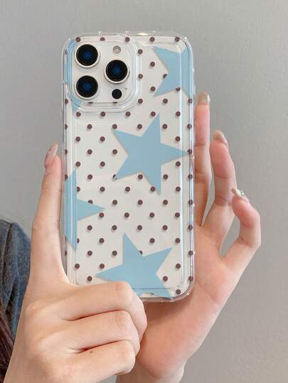1 pieza Funda de teléfono con patrón de lunares y estrellas de pantalla completa, de moda y creativa, adecuada como regalo de vacaciones compatible con Samsung Galaxy S25, S24, S23/A15, Apple XS/XS Max/XR/11/12/13/14/14 Plus/15/15 Plus/16/16 Plus/7/8 Plus 17/17 Pro y otros modelos