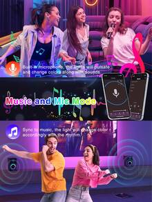 16ft - 100ft RGB LED Strip For Bedroom, With 44-Key Remote Control, Adjustable Color And Brightness, Very Easy Installation, LED Lighting For Rooms, Kitchens, Living Rooms, Atmospheric Decoration For Holidays And Parties, TV Backlighting - Nhiều màu - Xem 4