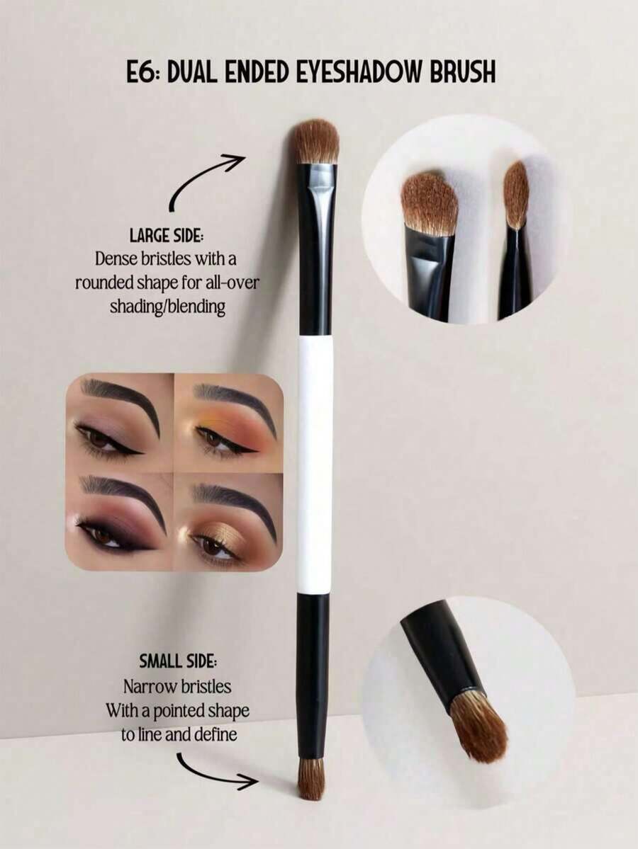 1pc Dual-Ended Eye Makeup Brush, Multi-Functional Eyeshadow & Concealer Brush, Suitable For Women & Girls - Multicolor - View 1