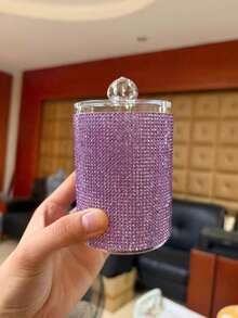 Boîte à bijoux en diamant étincelant, boîte de rangement cosmétique, boîte de rangement divers, boîte de rangement pour petits articles étincelants, porte-cure-dents, porte-coton-tige, bâtonnets de nettoyage, décoration de chambre, compact exquis, décoration de bureau, cadeau pour la fête des mères, cadeau pour la Saint-Valentin, petit cadeau entre sœurs - Multicolore - Voir 3