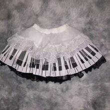 Faldas con teclas de Piano blancas y negras Vintage americanas Y2k, falda acampanada fruncida de cintura delgada para Mujer, novedad de verano 2021, estilo coreano Chic para Mujer - 3255 Básico - Ver 3