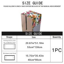 1pc 2D Sunflower & Butterfly Floral Pattern Printed Refrigerator/Microwave Cover Cloth, With Side Pocket Storage Function, Suitable For Kitchen Home Decor - Refrigerator Cover/microwave Oven Cover - View 2