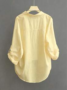 Lightweight White Shirt Casual Sun Protection , Minimalist Elegant Design For Spring/Summer - Light Yellow - View 2