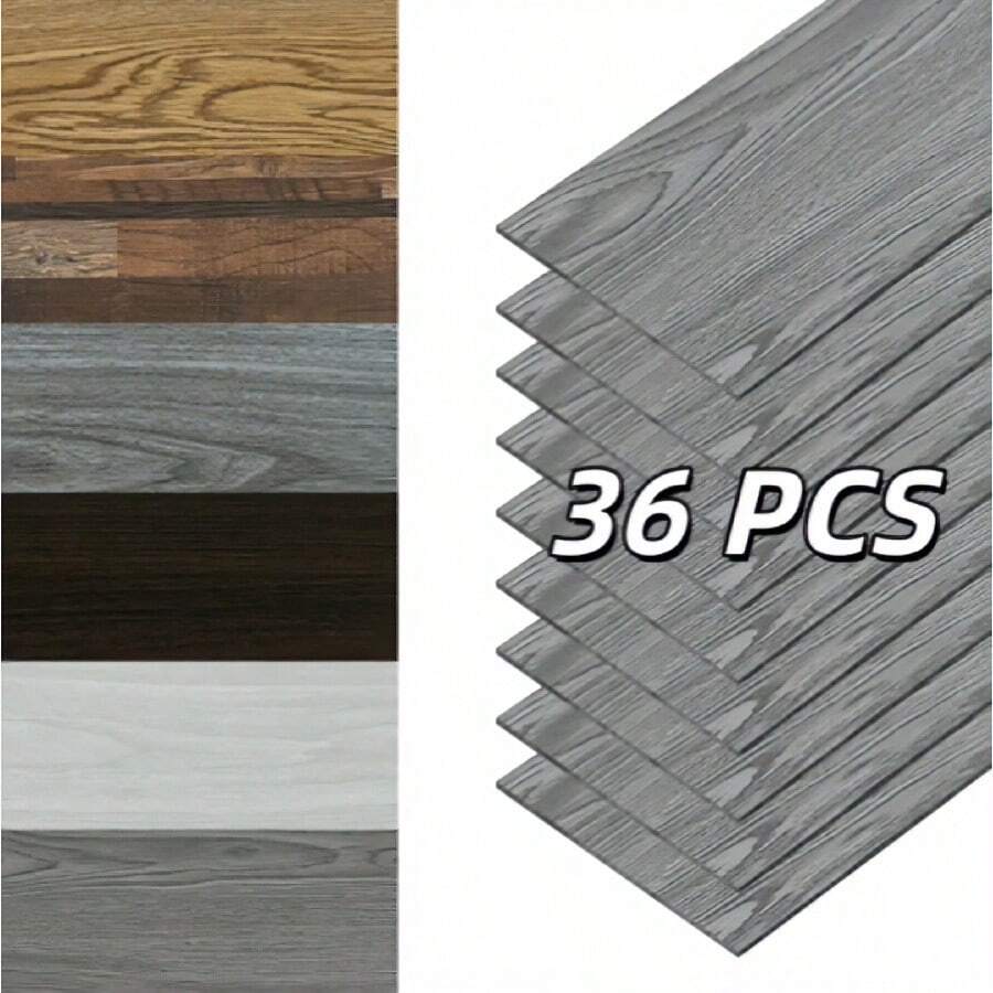 Selbstklebende PVC-Holzmaserungstapete - 36 Blatt (je 91,44 x 15,24 / insgesamt 5²) - Dekoratives Kontaktpapier füröbel,ände, Fliesen, Schränke - Abnehmbar & vielseitig, natürlicher Holz-Look - Naturholz - Übersicht 1