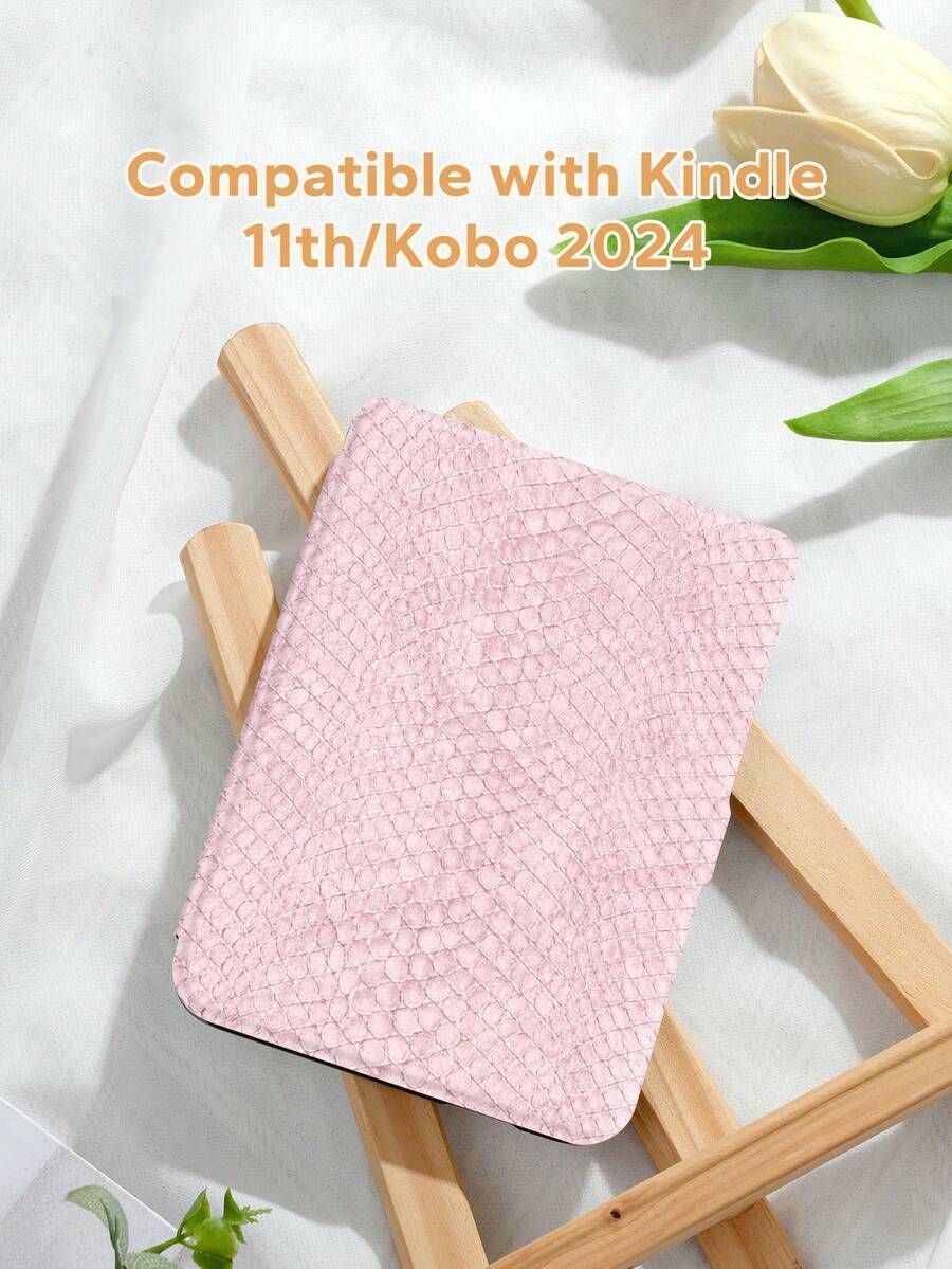纯粉色图案 Kindle 保护套，全包覆式 Kindle 保护套，防摔防尘，适用于 Kindle Paperwhite 第 11 代（2021 年款）、Kindle（第 11 代）（2022 年发布）、Kindle（第 11 代 - 2024 年发布）（6 英寸），完美贴合，保护您的阅读设备。 - 彩色 - 查看 1