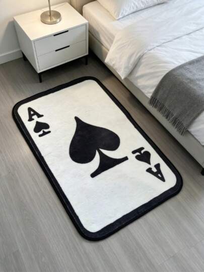 1pc White Rug, Playing Card Theme, Party Photo Prop, Decorative Carpet, Bedroom Decor, Small Rug, Carpet, Home Decor, Living Room Carpet, Small Living Room Rug, Bedroom Rug, Living Room Home Decor, Outdoor Rug, Washable Rug