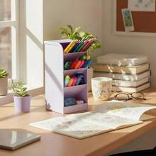 Pencil Holder Pen Desk Organizer Trinket Holder Diagonal Drawing Studies - Lilac Purple - View 1